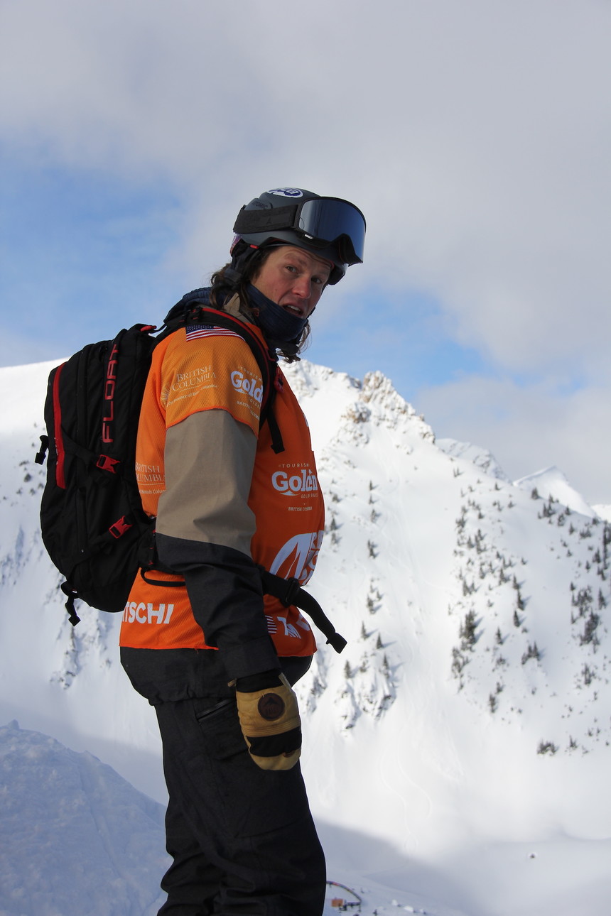 Tim at the FWT Kicking Horse Face Check.   Check out his face. 